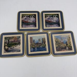 5 VTG Pimpernell Cottagecore Coasters Cork Backed BOSTON Ducks Swans Drinks